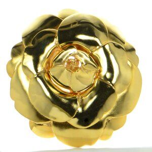 Oscar de la Renta LARGE 5.5 Inches Gardenia Rose Polished Gold Brooch Pin